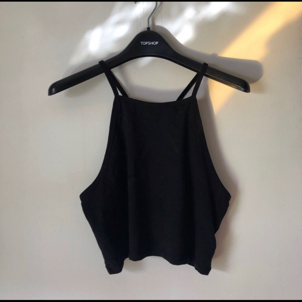 H&M Cropped Black Halter Top Size L